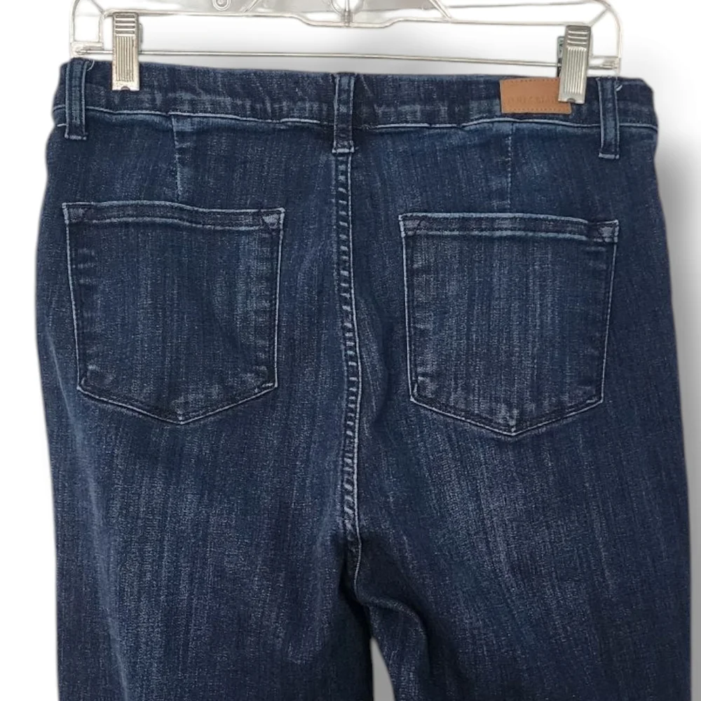 Judy Blue dark blue wash raw hem super stretch pull on super flare jeans 9/29 - Picture 4 of 13